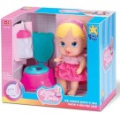 Boneca Bebe Little Dolls Faz Xixi Alive Menina com Penico e Mamadeira
