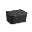 CESTO ECO ORGANIZADOR RATTAN PP C/ TAMPA 2L 15X10X21CM