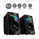 CAIXA DE SOM PC GAMER LIGHT LED RAINBOW 2X3W USB AUX UN. 