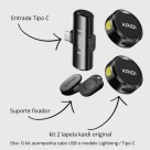 “Microfone de Lapela Sem Fio Duplo Kaidi KMF4-C USB-C