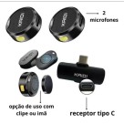 “Microfone de Lapela Sem Fio Duplo Kaidi KMF4-C USB-C