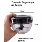 Processador de alimentos, triturador manual com 3 laminas 500ml alho, legumes, frutas