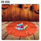 Bandeja Plástica Laranja Caveira para Halloween Decoração Dia das Bruxas 36cm
