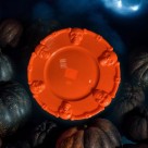 Bandeja Plástica Laranja Caveira para Halloween Decoração Dia das Bruxas 36cm