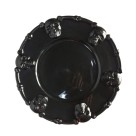 Bandeja Plástica Preta Caveira para Halloween Decoração Dia das Bruxas 36cm
