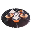 Bandeja Plástica Preta Caveira para Halloween Decoração Dia das Bruxas 36cm