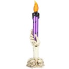Vela Castiçal De Mão Com Caveira Iluminação Luz Led Eletrônico Decoração Halooween Dia das Bruxas