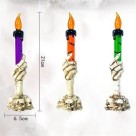 Vela Castiçal De Mão Com Caveira Iluminação Luz Led Eletrônico Decoração Halooween Dia das Bruxas