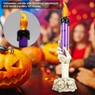 Vela Castiçal De Mão Com Caveira Iluminação Luz Led Eletrônico Decoração Halooween Dia das Bruxas