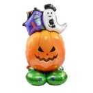 Balão Metalizado Halloween 3D Pânico Terror Abobora Pânico Gigante Com Base Festa Decoração Enfeite