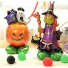Balão Metalizado Halloween 3D Pânico Terror Abobora Pânico Gigante Com Base Festa Decoração Enfeite