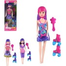 Boneca Patinadora com Roller Com acessorios Capacete e Escova Infantil