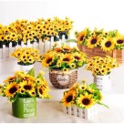Mini Buque Girassol com Flor Aberta com 5 Flores 32cm