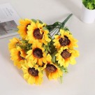 Mini Buque Girassol com Flor Aberta com 5 Flores 32cm