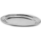 Travessa De Inox Grande Rasa 36cm Baixela Oval Para Servir