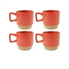 Conjunto 4 Canecas Cerâmica 120ml Verano Diversas Cores para Cha da Tarde Cantinho do Cafe
