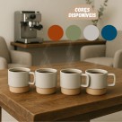 Conjunto 4 Canecas Cerâmica 120ml Verano Diversas Cores para Cha da Tarde Cantinho do Cafe