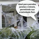 Teia de Aranha com Mini Aranhas 20x30cm – Decoração de Halloween Realista para Paredes, Mesas e Ambientes Temáticos