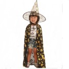 Capa Para Fantasia Halloween Preta Com Dourada Infantil
