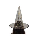 Chapéu de Bruxa Transparente com Teia de Aranha Dourada