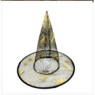 Chapéu de Bruxa Transparente com Teia de Aranha Dourada