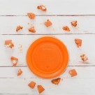 Prato Descartável Raso 15cm Sobremesa Laranja Neon