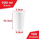 Copo Descartavel branco 300ml Com 100 unidades 