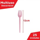 Garfo Plástico Sobremesa 25 Unidades Doces Aniversario Rosa Candy