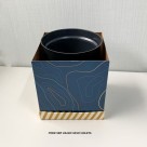 Caixa Cubo Estampada Azul e Amarelo Listras 11x11x12CM