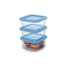 Conjunto 3 Potes Quadrados Com Tampa 550ml