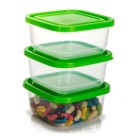 Conjunto 3 Potes Quadrados Com Tampa 550ml