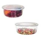 Kit 2 Potes Redondo 1300ml Plástico Médio Organizador de Alimentos Cozinha