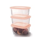 Kit 3 Pote Plástico Retangular Com Tampa 520ML - Porta Mantimentos Utensílios De Cozinha