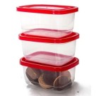 Kit 3 Pote Plástico Retangular Com Tampa 520ML - Porta Mantimentos Utensílios De Cozinha