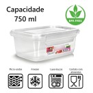 Caixa Retangular com Trava Transparente 750ml Armazenamento Cozinha