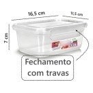Caixa Retangular com Trava Transparente 750ml Armazenamento Cozinha