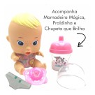 Boneca Little Dolls Mamazinho Mágico Chupeta Led Mamadeira