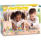 Jogo De Blocos Montar Em Madeira Construtor 80 Peças
