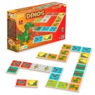 Dominó Dinos 28 Peças Em Madeira Dinossauros Jogo Brinquedo Crianças
