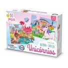 Jogo 2 Em 1 Quebra Cabeça Infantil Unicórnio Colorido 60 Peças