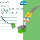 Escova Multiuso Com Cabo Quadrada para Limpeza Multiuso Objetos Louça Cozinha