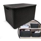 CAIXA ORGANIZADORA RATTAN 25L PRETO UN. PLASTSU