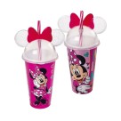 Copo Minnie Mouse 500ml com Tampa, Canudo e Orelhas – Plasútil Original Disney