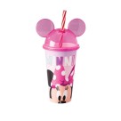 Copo Minnie Mouse 500ml com Tampa, Canudo e Orelhas – Plasútil Original Disney