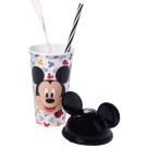 Copo Mickey Mouse 500ml com Tampa, Canudo e Orelhas – Produto Oficial Disney