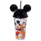 Copo Mickey Mouse 500ml com Tampa, Canudo e Orelhas – Produto Oficial Disney