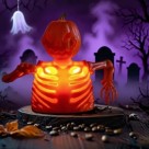 Decoração de Halloween Enfeite Meio Esqueleto com Luz Led