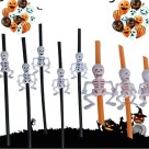 Canudo Plástico 30cm Caveira Halloween