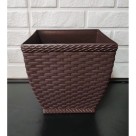 Vaso Cachepô Rattan Quadrado Médio Coffee 13L Elegante e Resistente