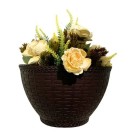 Vaso de Parede Rattan Coffee Decorativo para Jardim Vertical e Varanda
